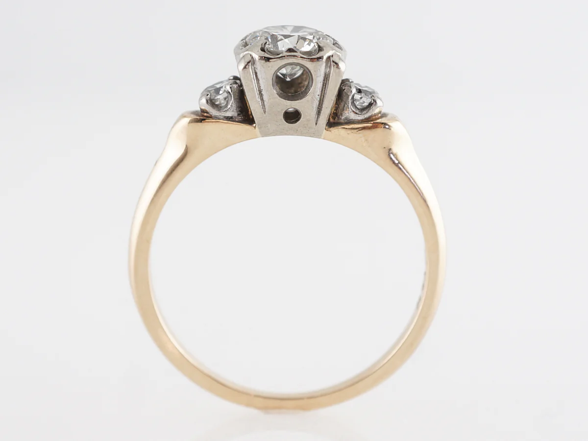Retro Transitional Diamond Engagement Ring 14k Yellow and White Gold - Image 4