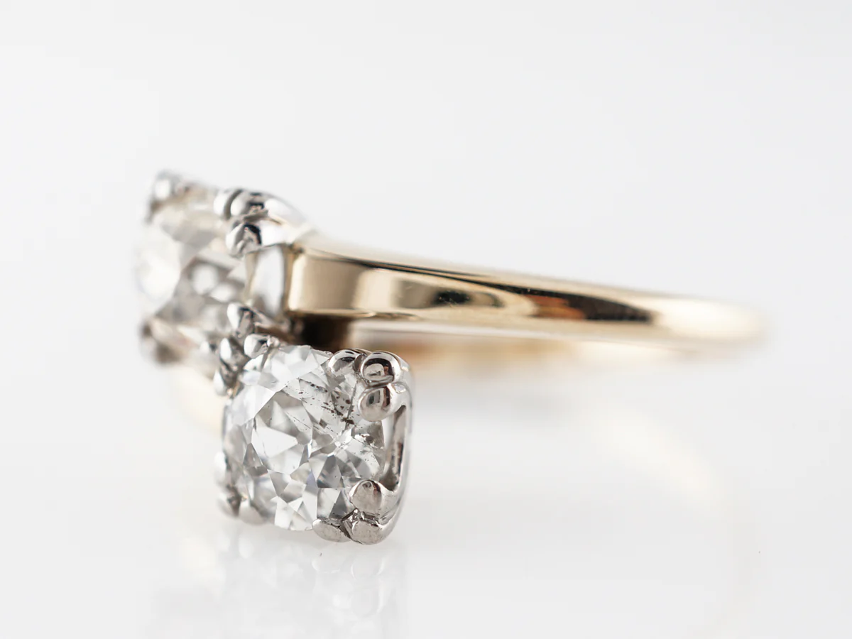 Retro Two Stone Old European & Old Mine Cut Diamond Ring - Image 2