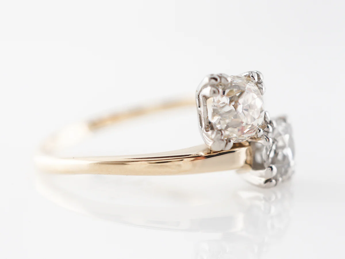 Retro Two Stone Old European & Old Mine Cut Diamond Ring - Image 3