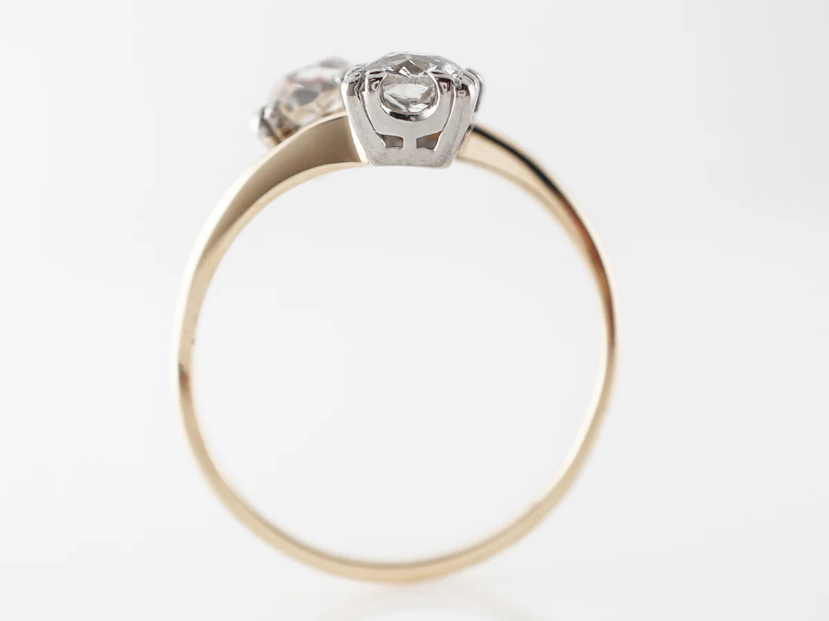 Retro Two Stone Old European & Old Mine Cut Diamond Ring - Image 4