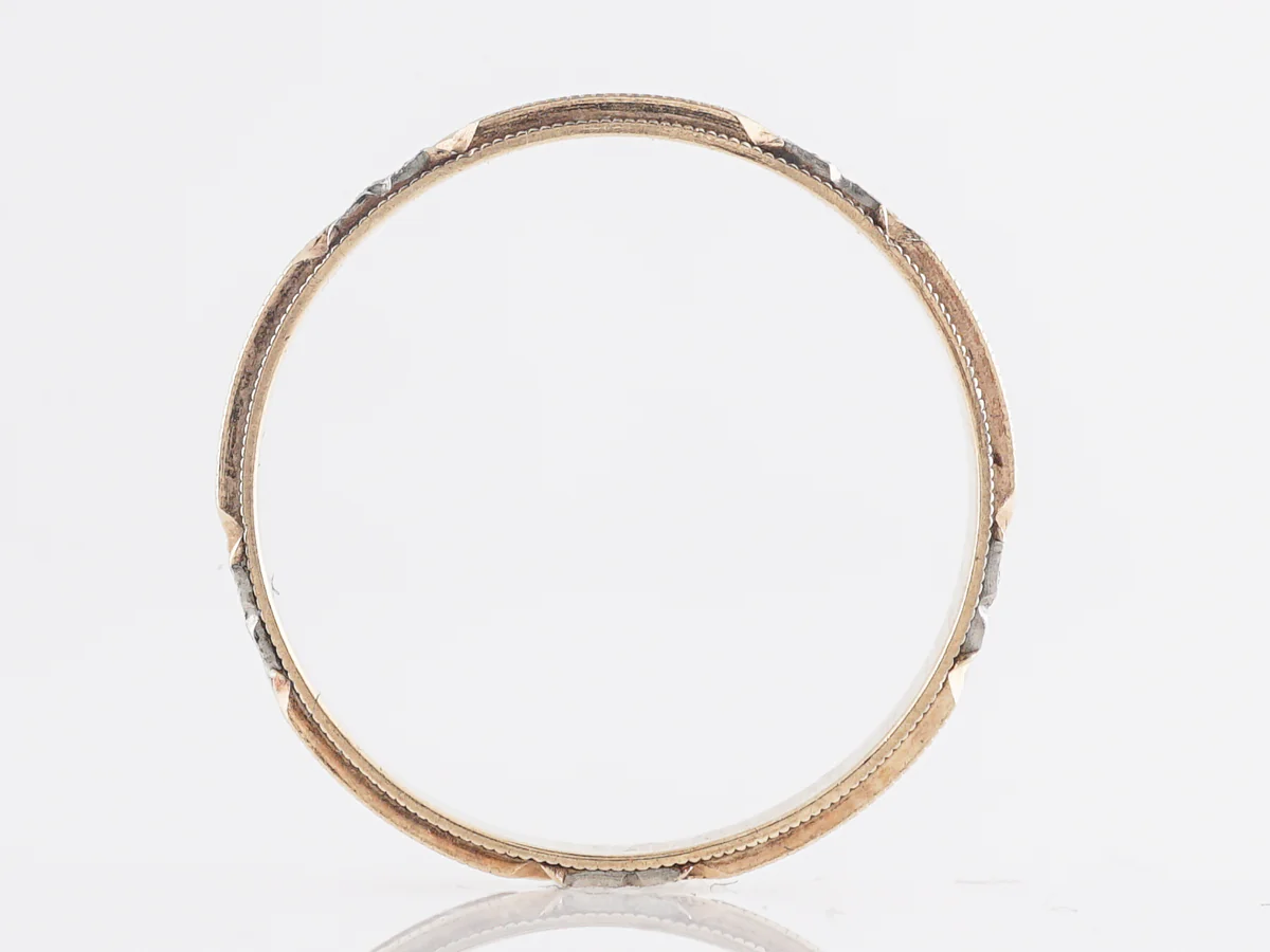 Retro Two-Tone Blossom Wedding Band in 14k - Image 2
