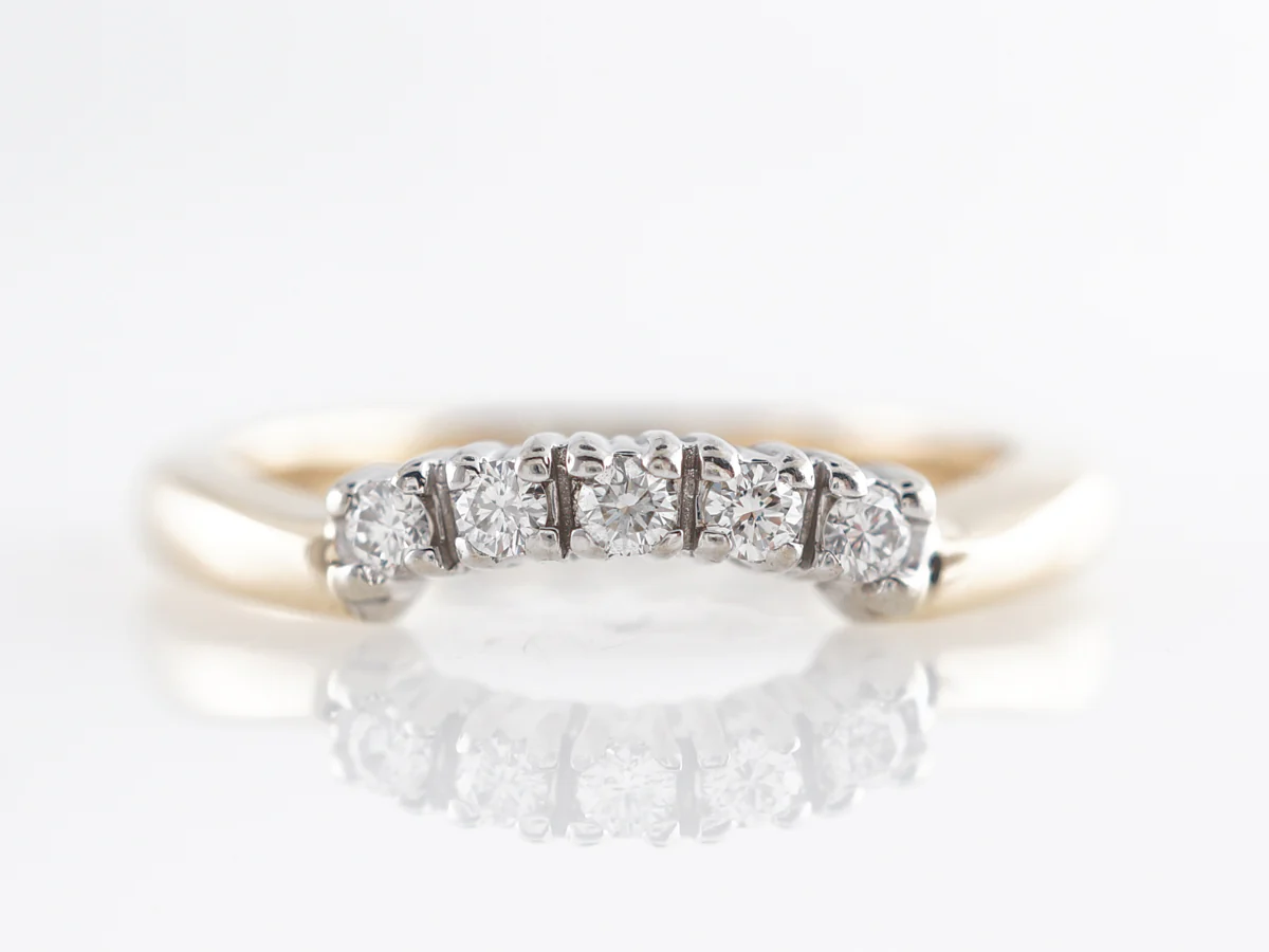 Retro Two-Toned Diamond Wedding Band in 14k