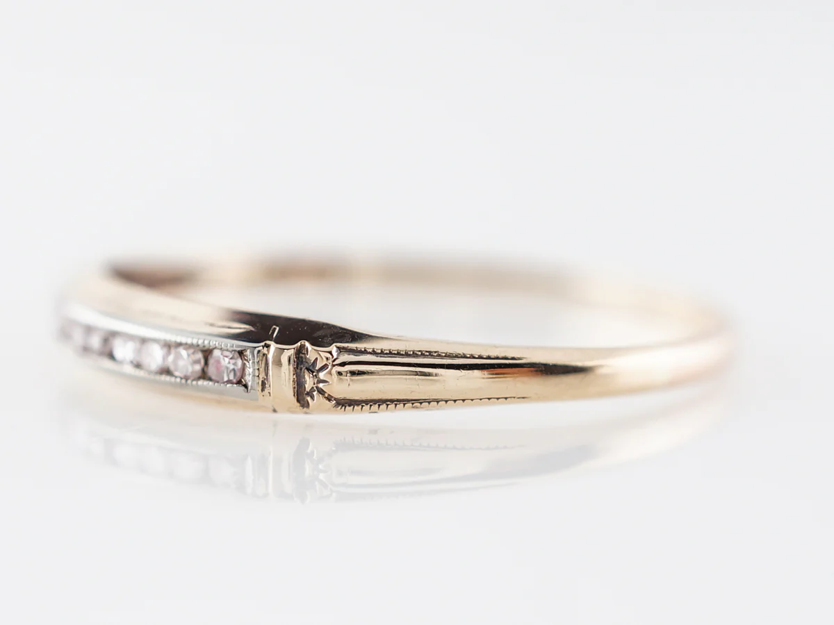 Retro Two-Toned Single Cut Diamond Wedding Band in 14k - Image 2