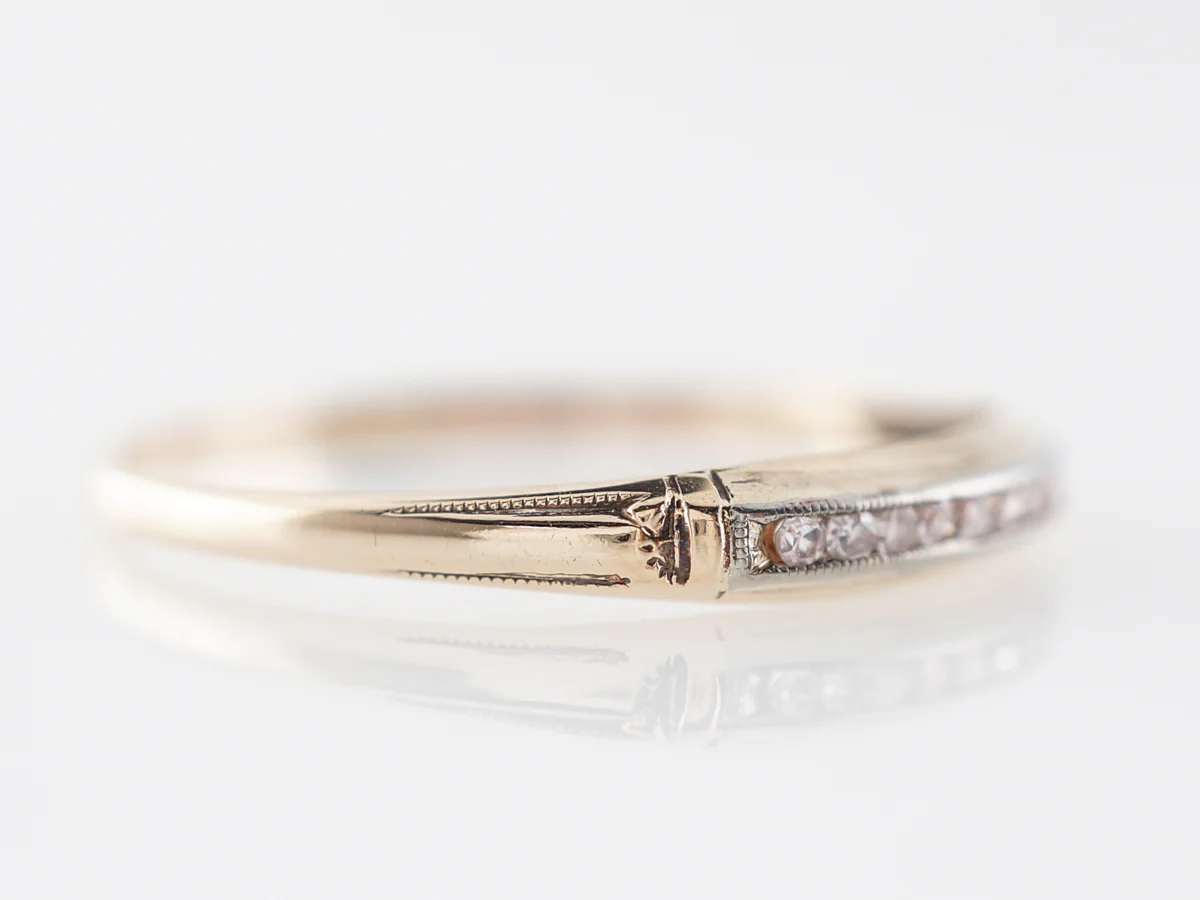 Retro Two-Toned Single Cut Diamond Wedding Band in 14k - Image 3