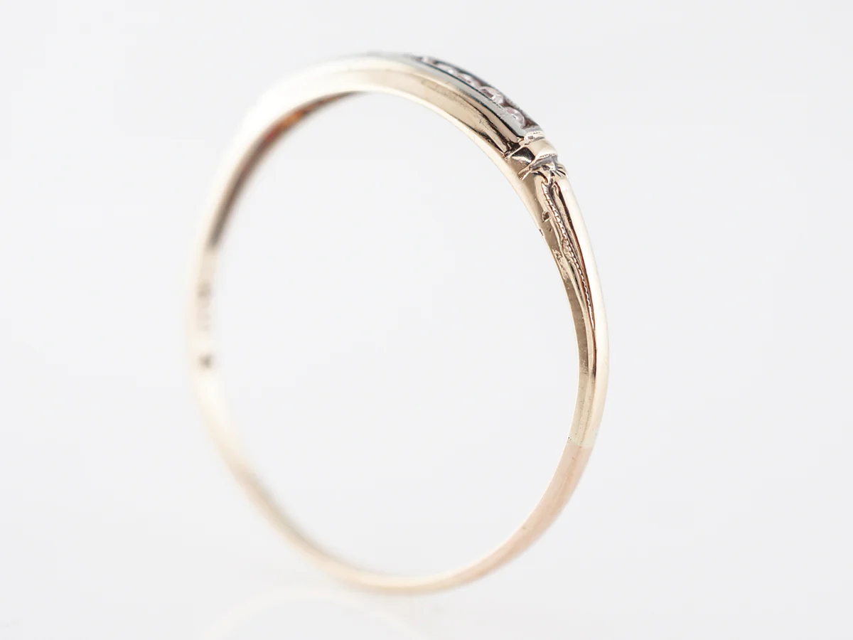 Retro Two-Toned Single Cut Diamond Wedding Band in 14k - Image 5