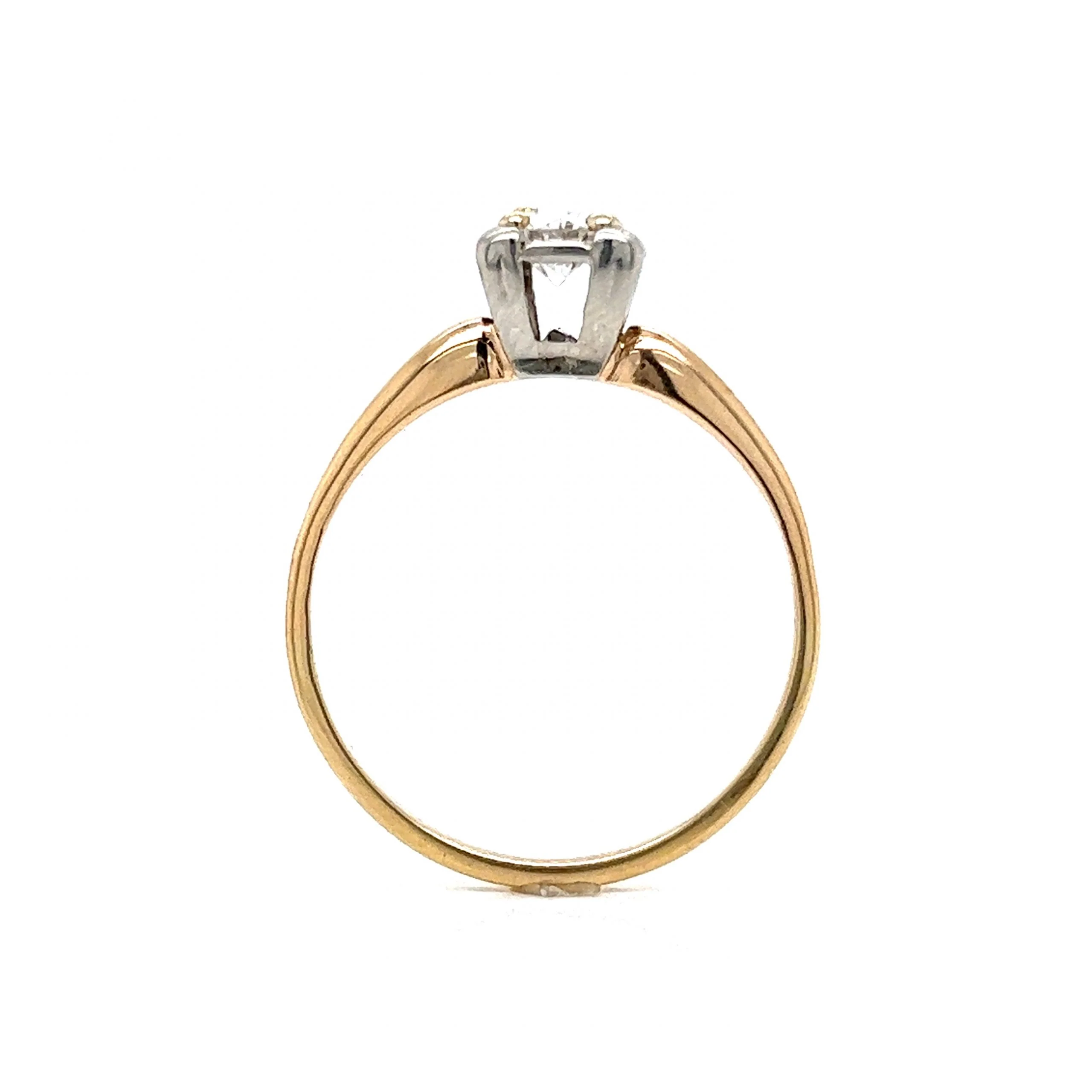 Retro Two-Toned Solitaire Diamond Engagement Ring in 14k Gold - Image 4