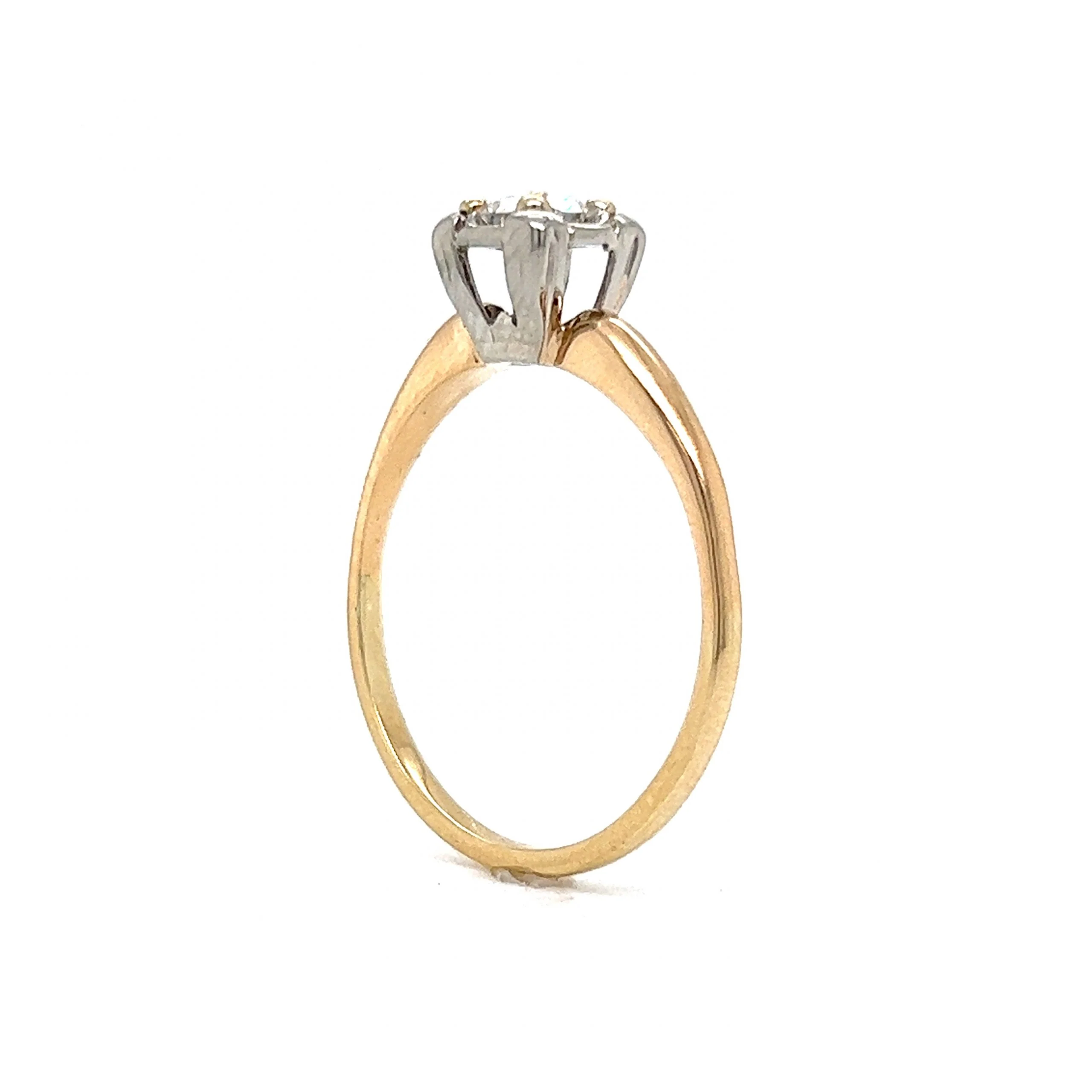 Retro Two-Toned Solitaire Diamond Engagement Ring in 14k Gold - Image 5
