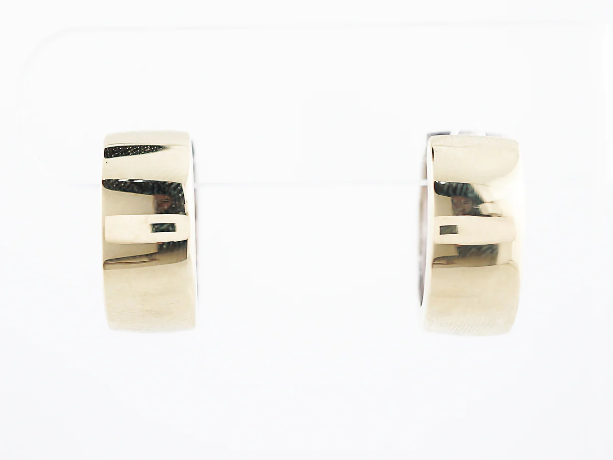 Reversible Hoop Earrings Retro in 14K Yellow & White Gold - Image 2