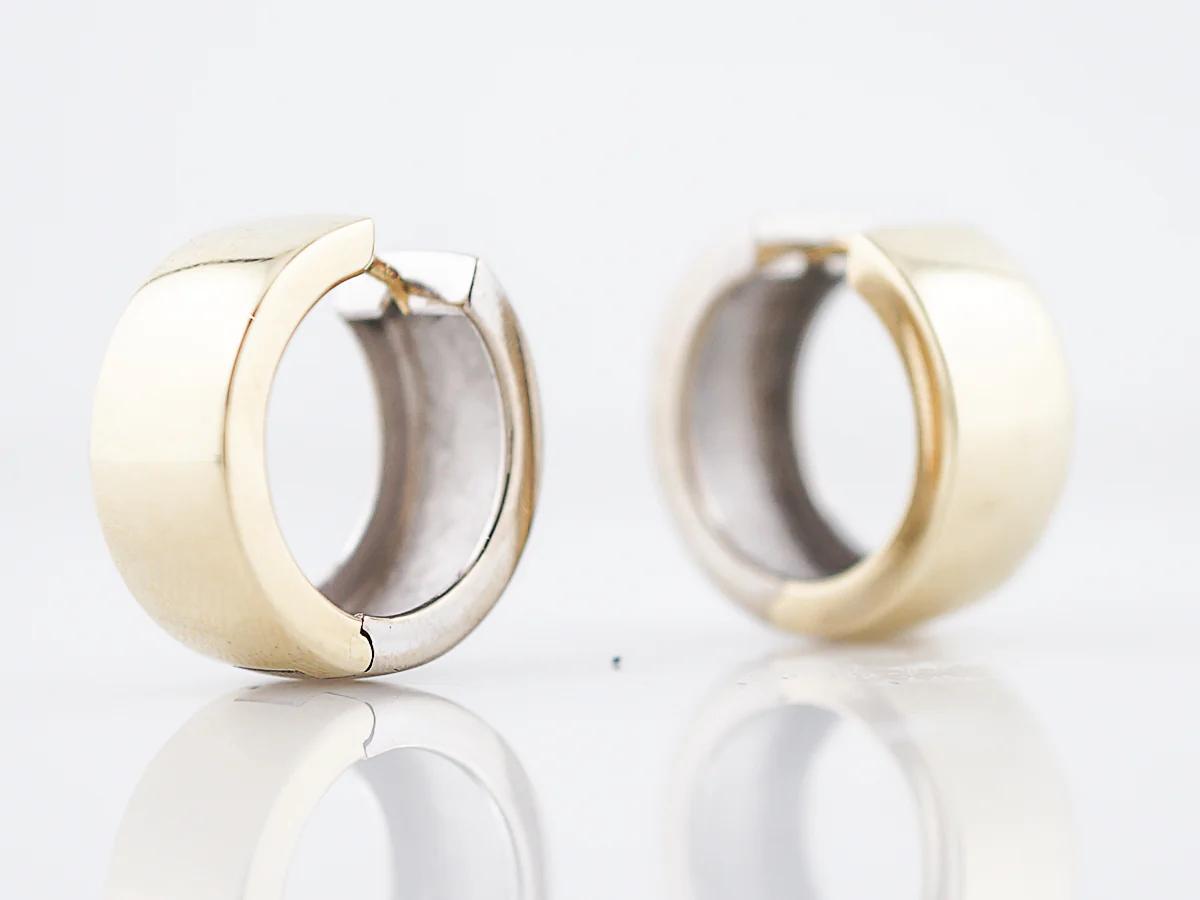 Reversible Hoop Earrings Retro in 14K Yellow & White Gold - Image 7