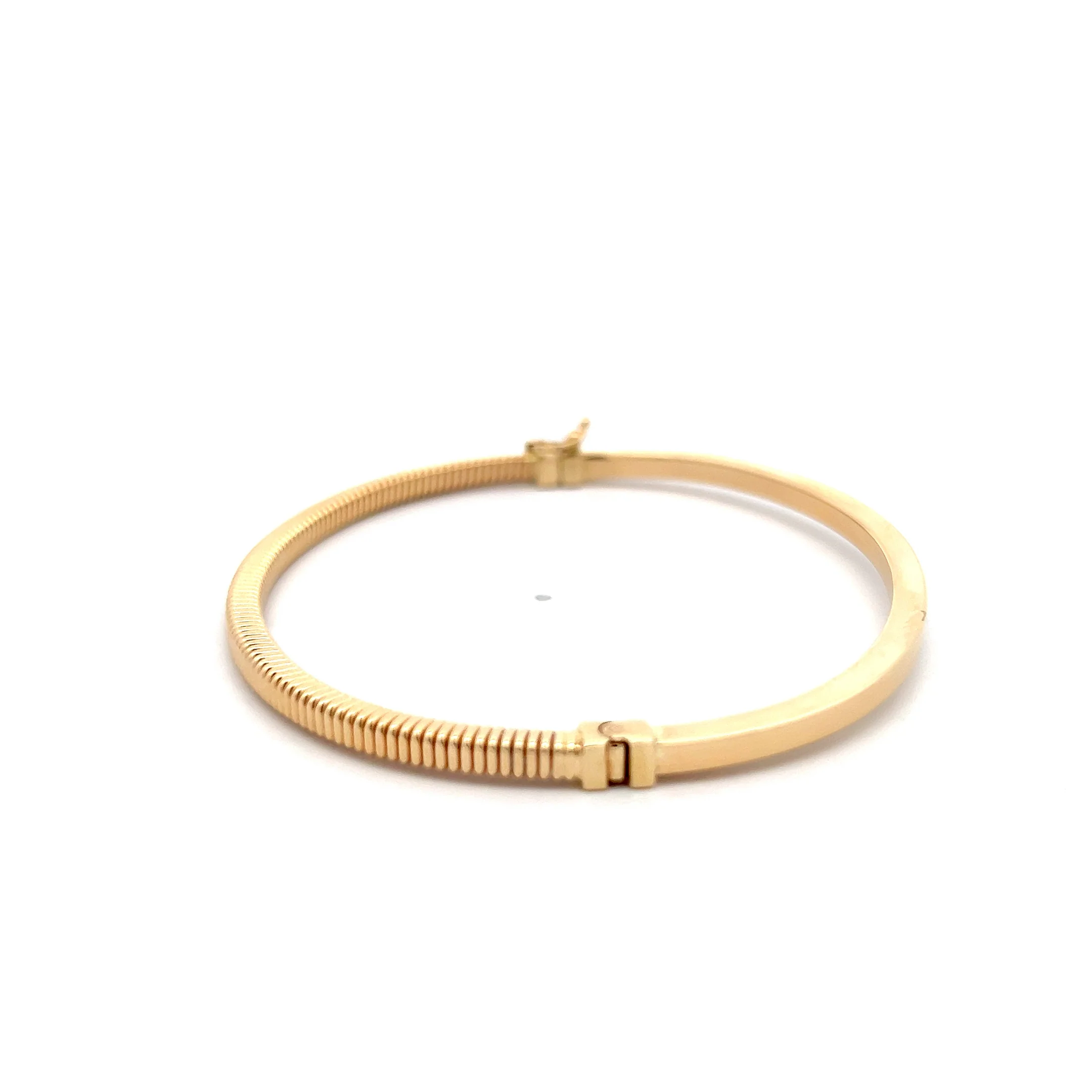 Reversible Ridge Textured Bangle Bracelet 14k Yellow - Image 2