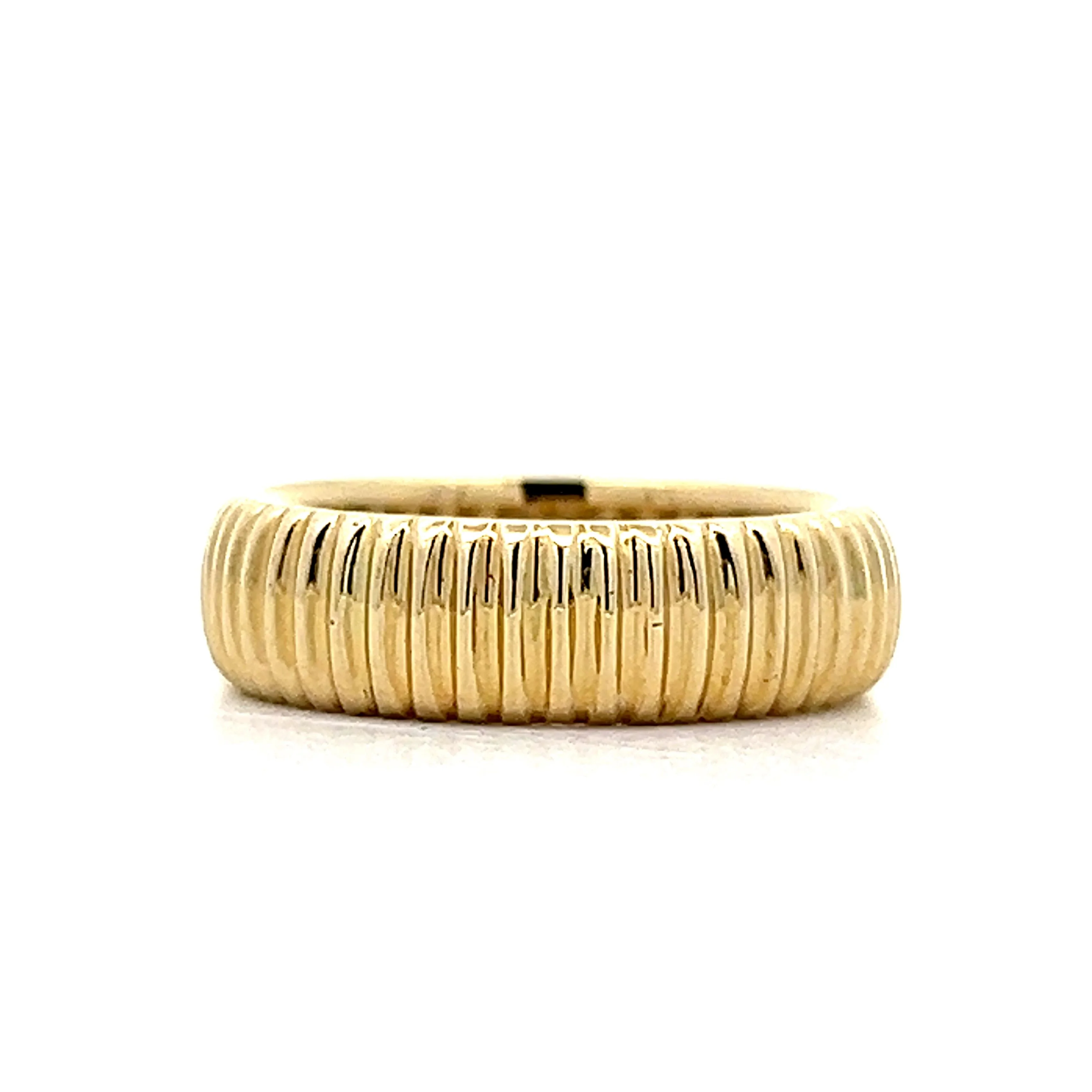 Ridge Textured Wedding Band in 14k Yellow Gold