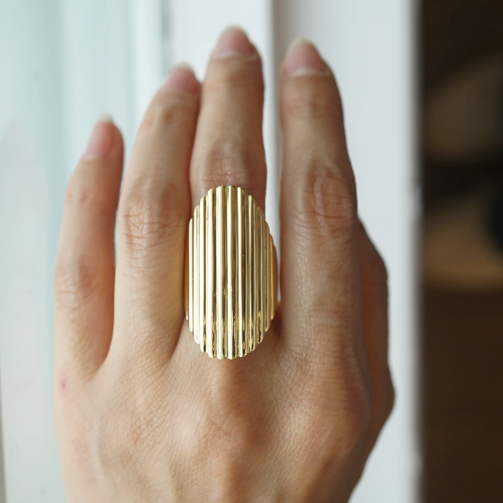 Ridged Cocktail Ring 18k Yellow Gold - Image 6