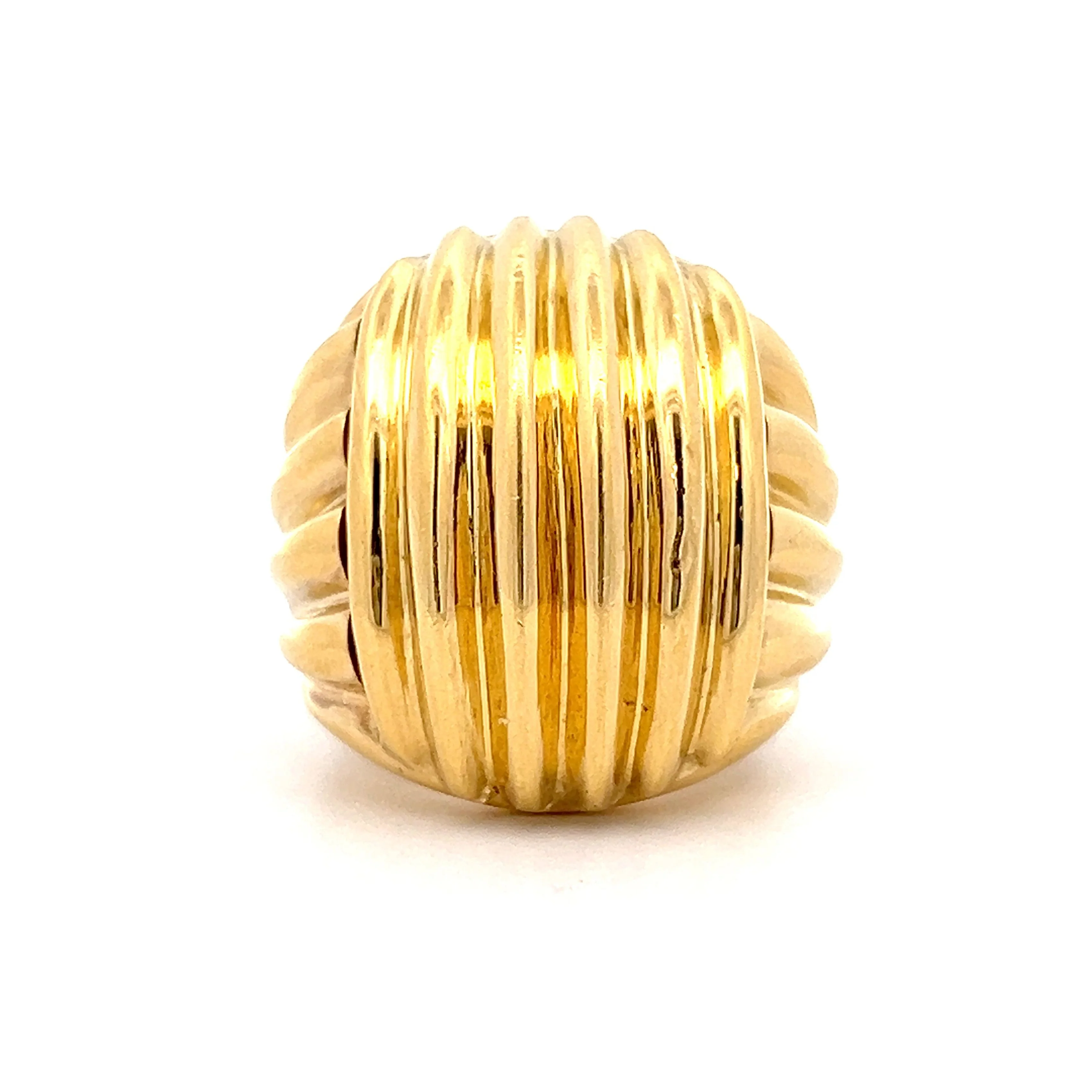 Ridged Dome Cocktail Ring in 18k Yellow Gold