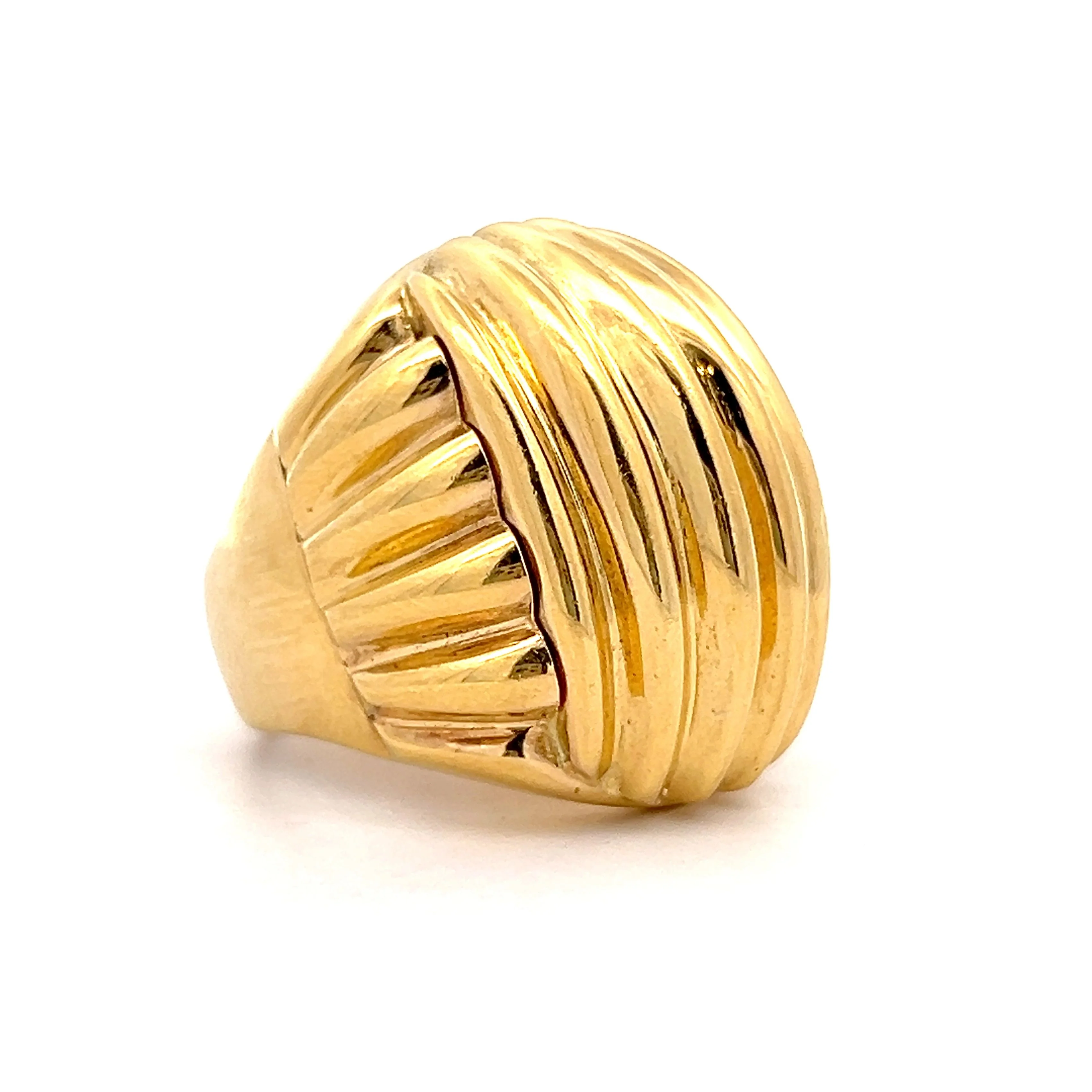 Ridged Dome Cocktail Ring in 18k Yellow Gold - Image 3