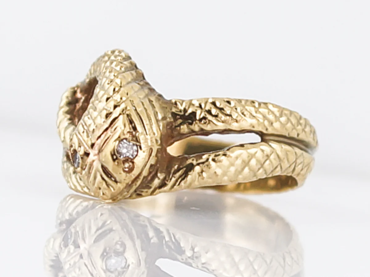Right Hand Ring Modern .03 Single Cut Diamonds in 14k Yellow Gold - Image 2
