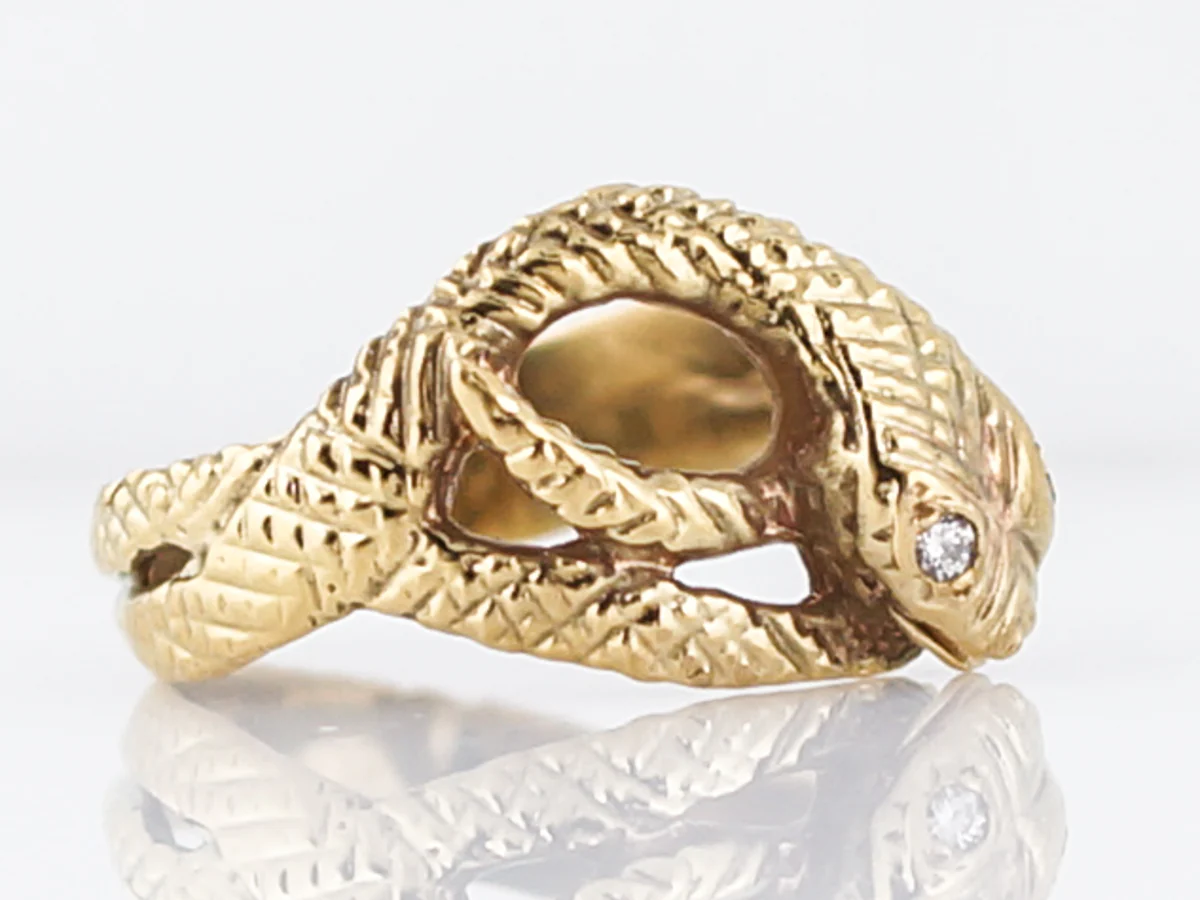 Right Hand Ring Modern .03 Single Cut Diamonds in 14k Yellow Gold - Image 3