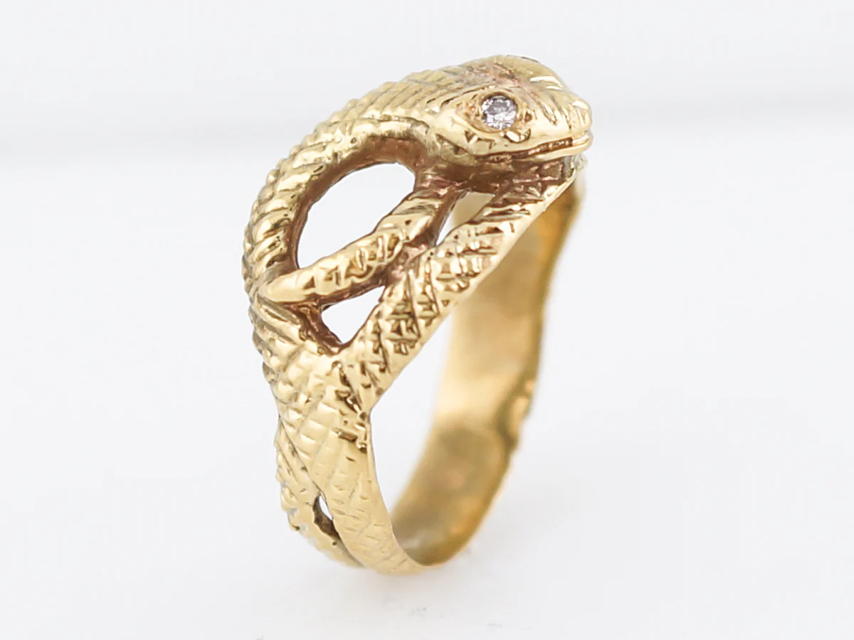 Right Hand Ring Modern .03 Single Cut Diamonds in 14k Yellow Gold - Image 4