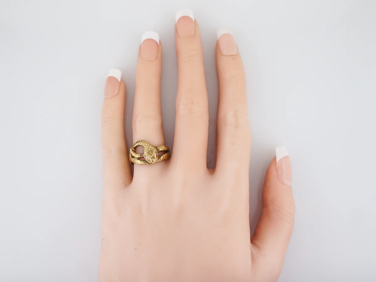 Right Hand Ring Modern .03 Single Cut Diamonds in 14k Yellow Gold - Image 5