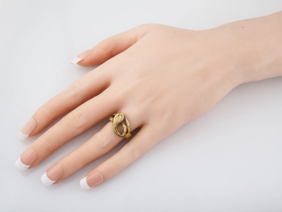 Right Hand Ring Modern .03 Single Cut Diamonds in 14k Yellow Gold - Image 6