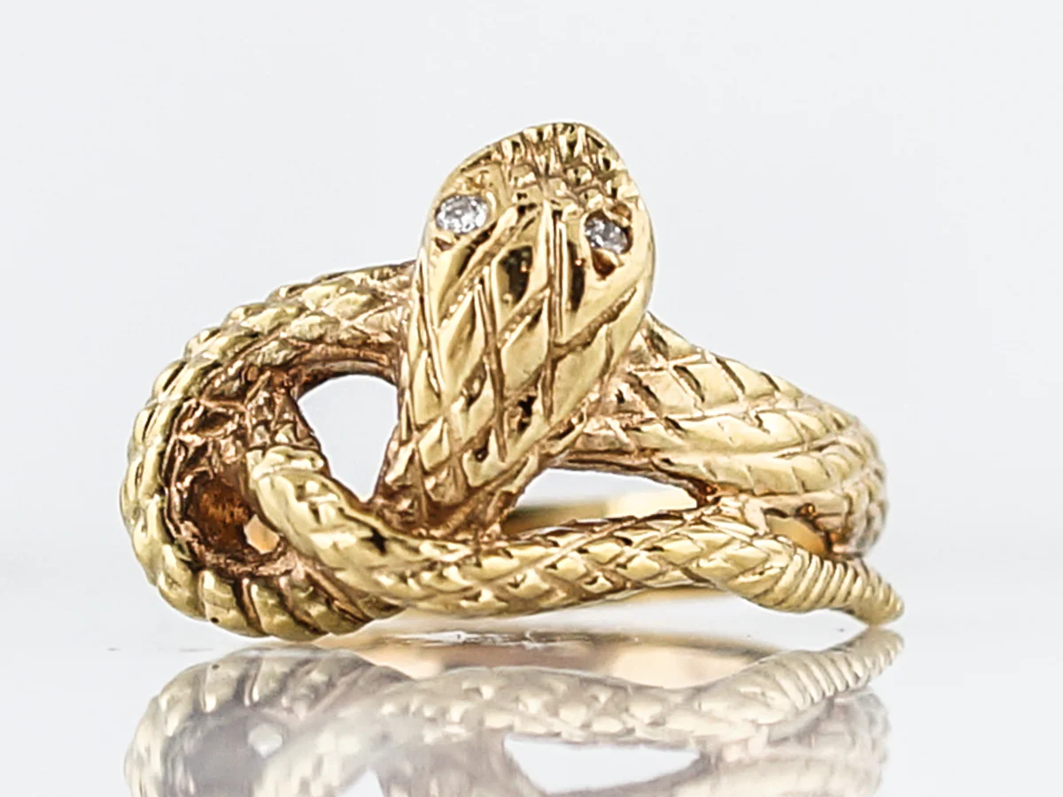 Right Hand Ring Modern .04 Single Cut Diamonds in 14k Yellow Gold - Image 2