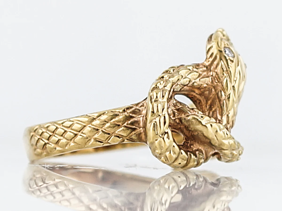 Right Hand Ring Modern .04 Single Cut Diamonds in 14k Yellow Gold - Image 4