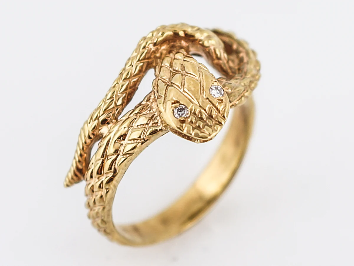 Right Hand Ring Modern .04 Single Cut Diamonds in 14k Yellow Gold - Image 5