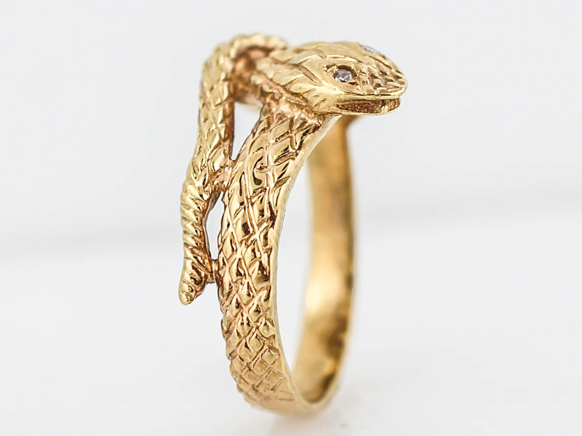 Right Hand Ring Modern .04 Single Cut Diamonds in 14k Yellow Gold - Image 6
