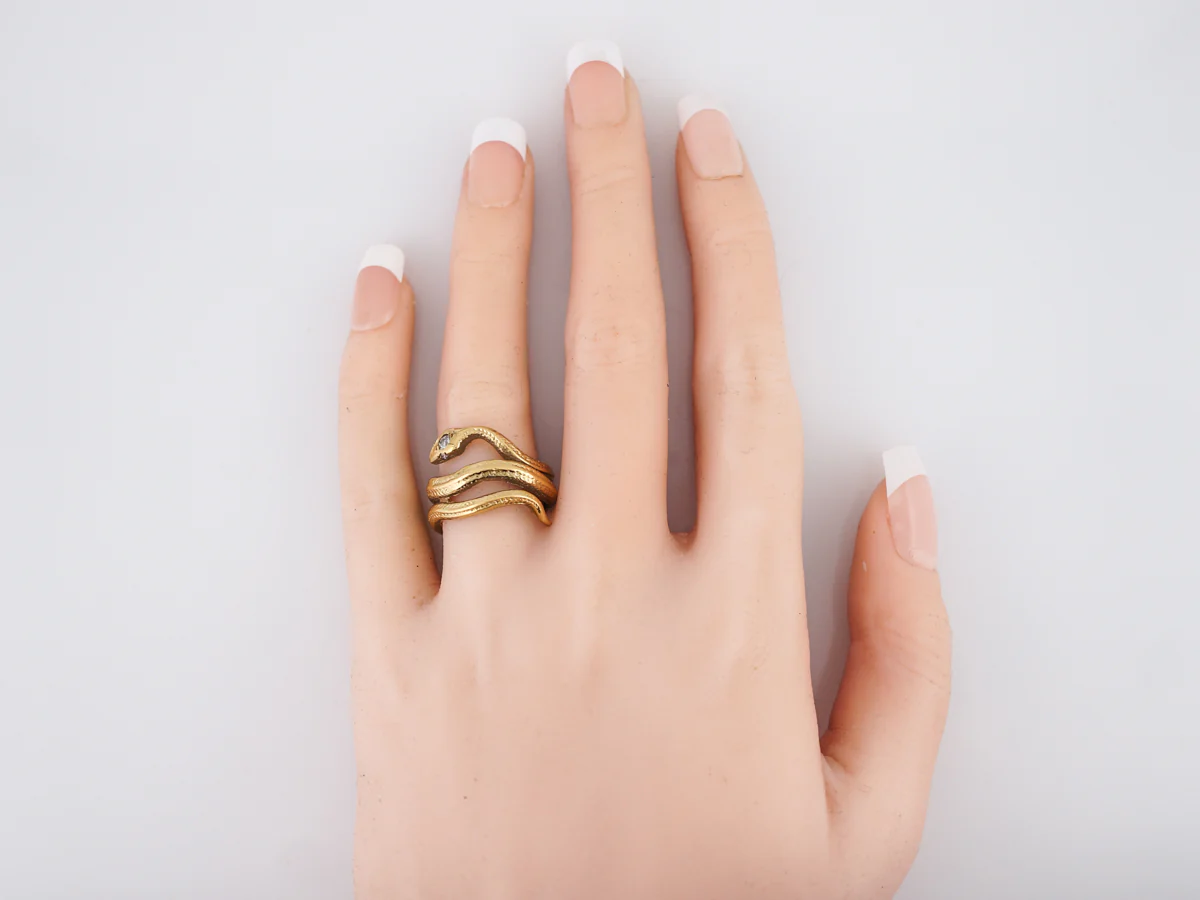 Right Hand Ring Modern .07 Old European Cut Diamond in 14k Yellow Gold - Image 5