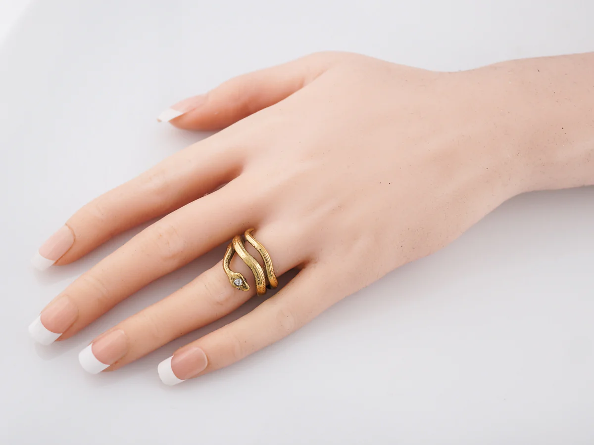 Right Hand Ring Modern .07 Old European Cut Diamond in 14k Yellow Gold - Image 6