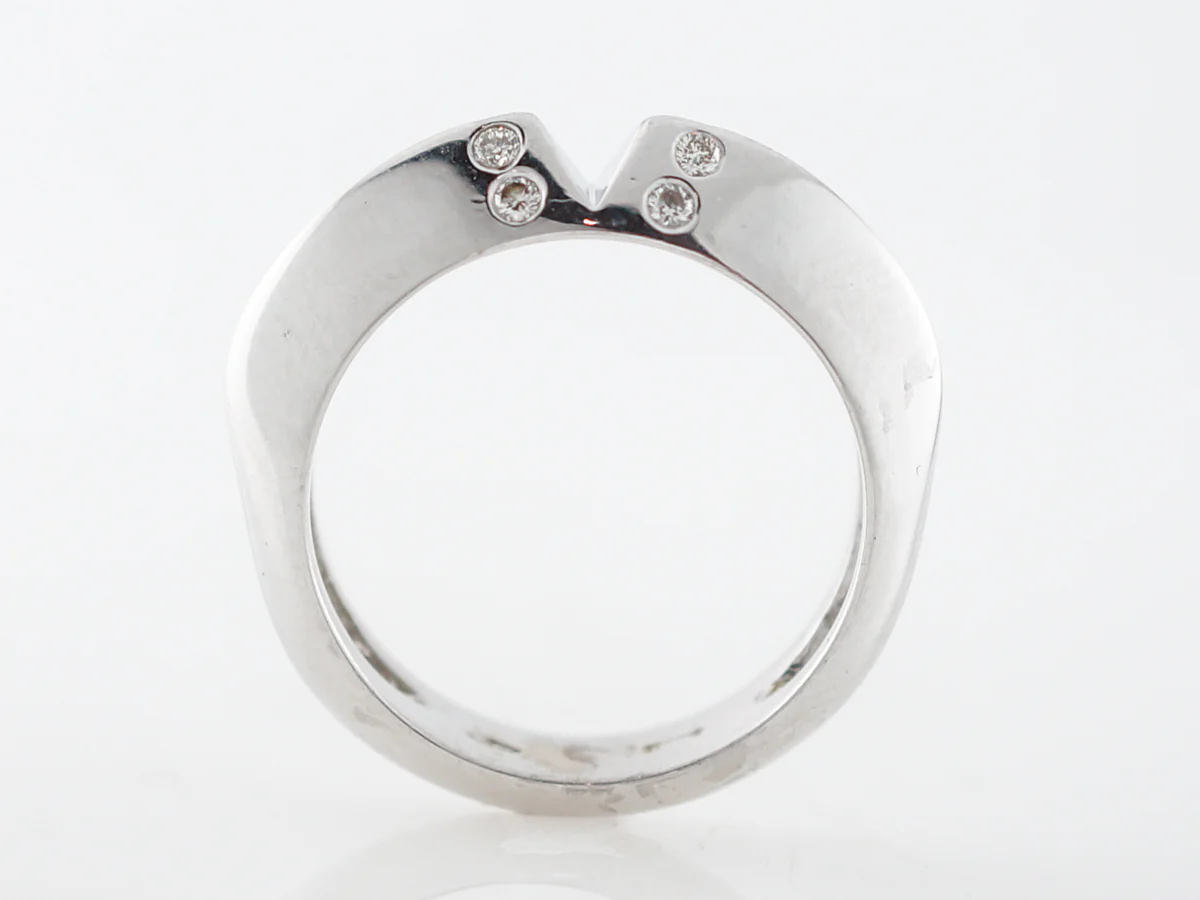 Right Hand Ring Modern .08 Round Brilliant Cut Diamonds in 18k White Gold - Image 4
