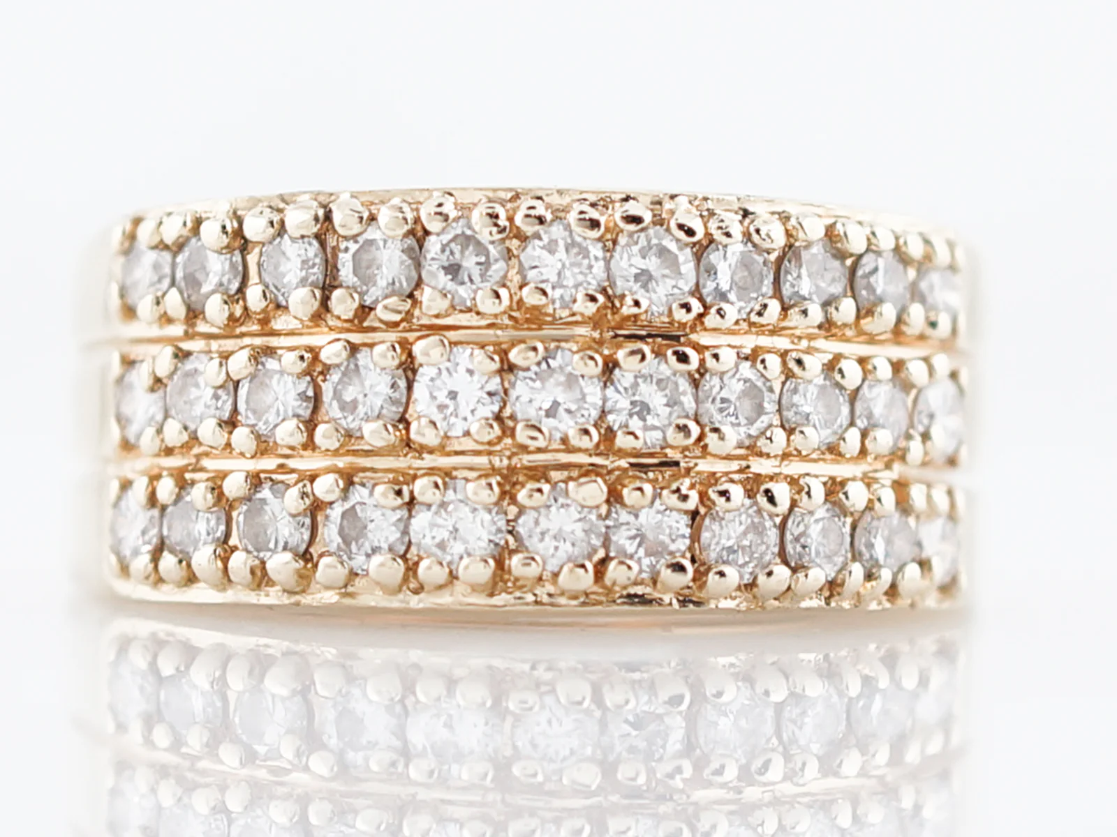 Right Hand Ring Modern 1.00 Round Brilliant Cut Diamonds in 14k Yellow Gold