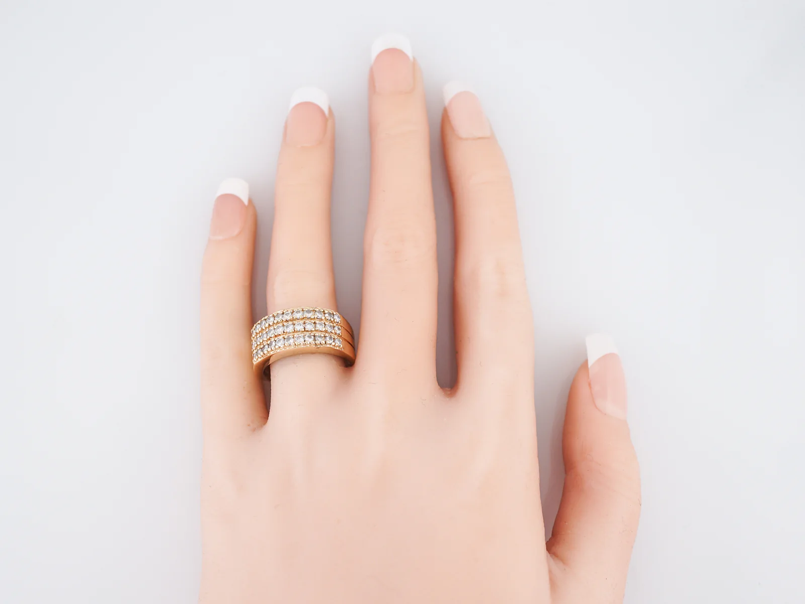 Right Hand Ring Modern 1.00 Round Brilliant Cut Diamonds in 14k Yellow Gold - Image 6