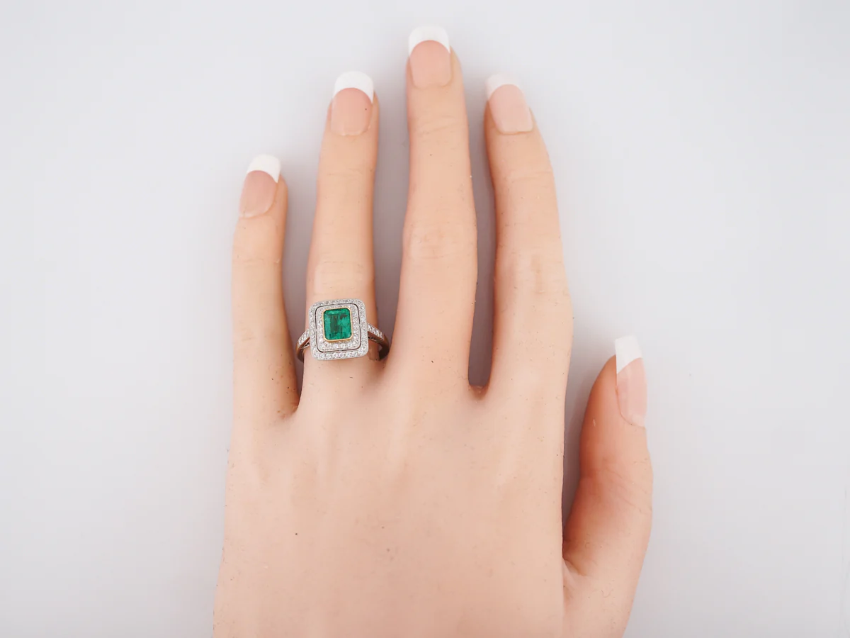 **RTV 1/9/19**Right Hand Ring Modern 1.07 Emerald Cut Emerald in Platinum & 14k Yellow Gold - Image 6