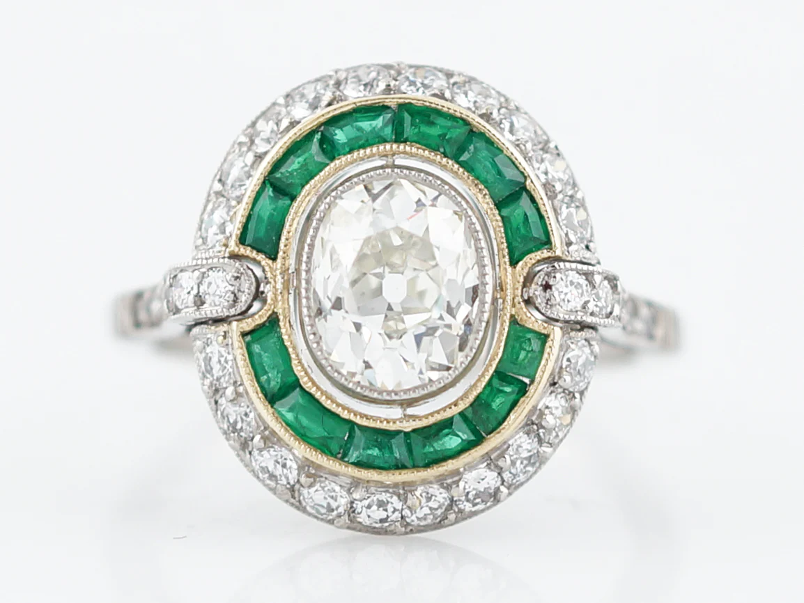 Right Hand Ring Modern 1.18 Cushion Cut Diamond in Platinum and 14k Yellow Gold