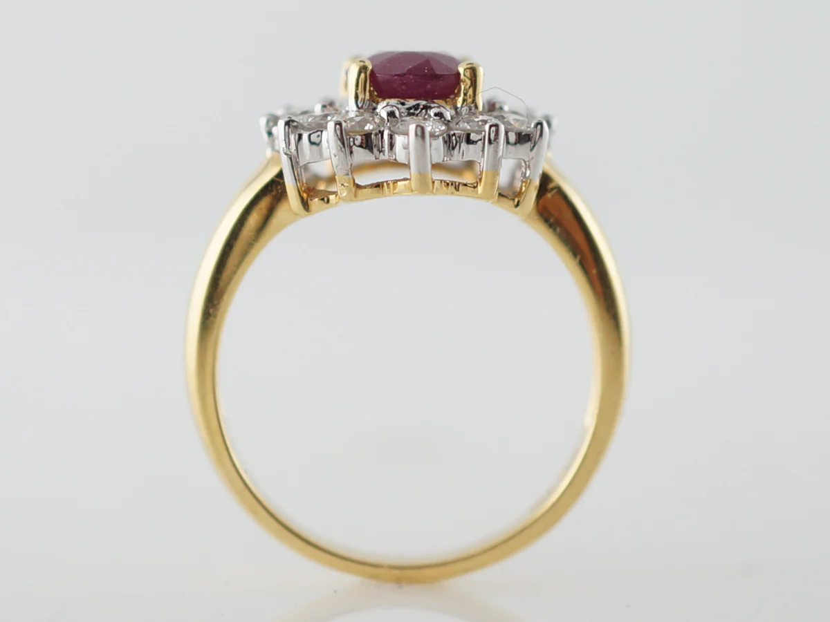 Right Hand Ring Modern 1.51 Oval Cut Ruby & .72 Round Brilliant Cut Diamond in 18k Yellow Gold - Image 4