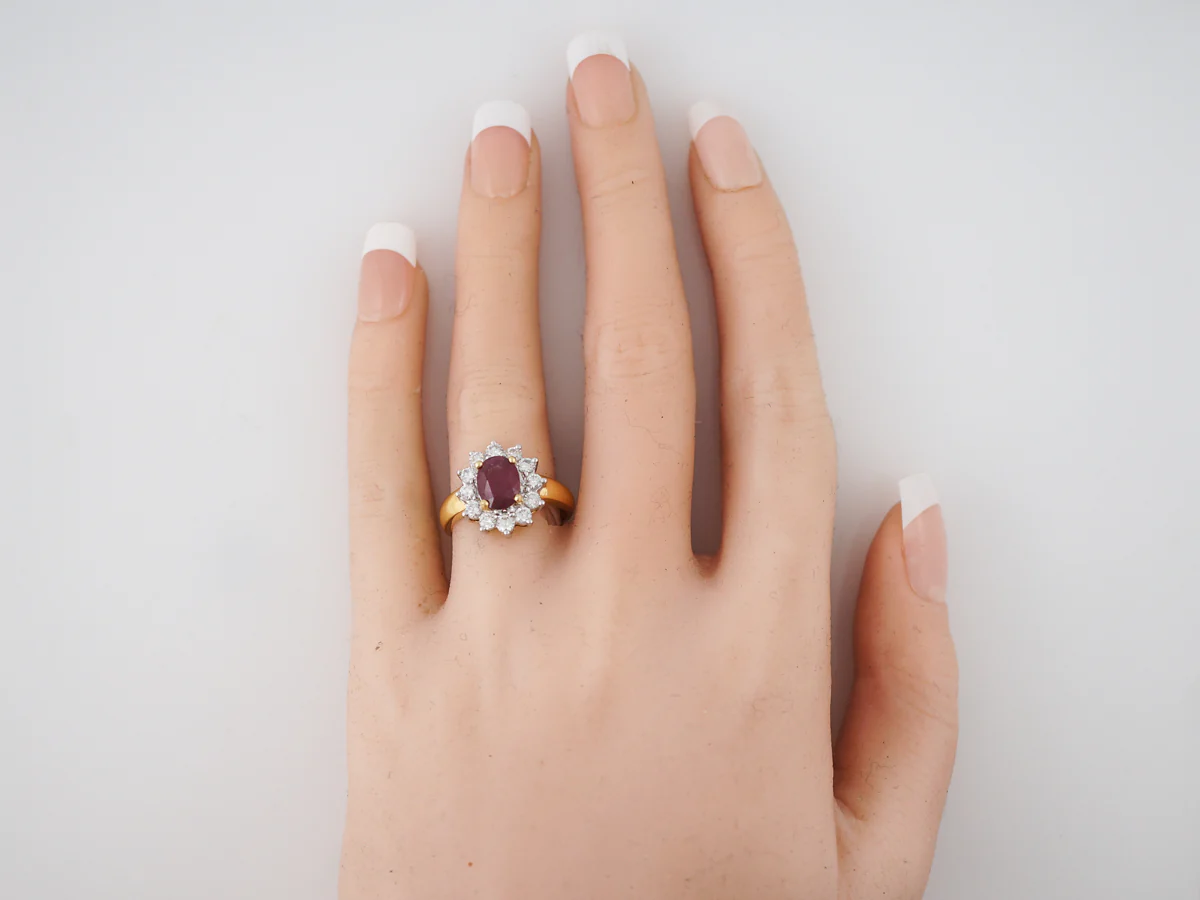 Right Hand Ring Modern 1.51 Oval Cut Ruby & .72 Round Brilliant Cut Diamond in 18k Yellow Gold - Image 6