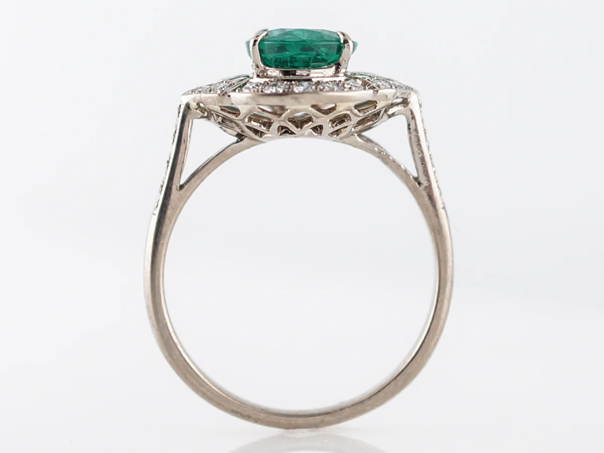Right Hand Ring Modern 1.89 Oval Cut Emerald in 18k White Gold - Image 6