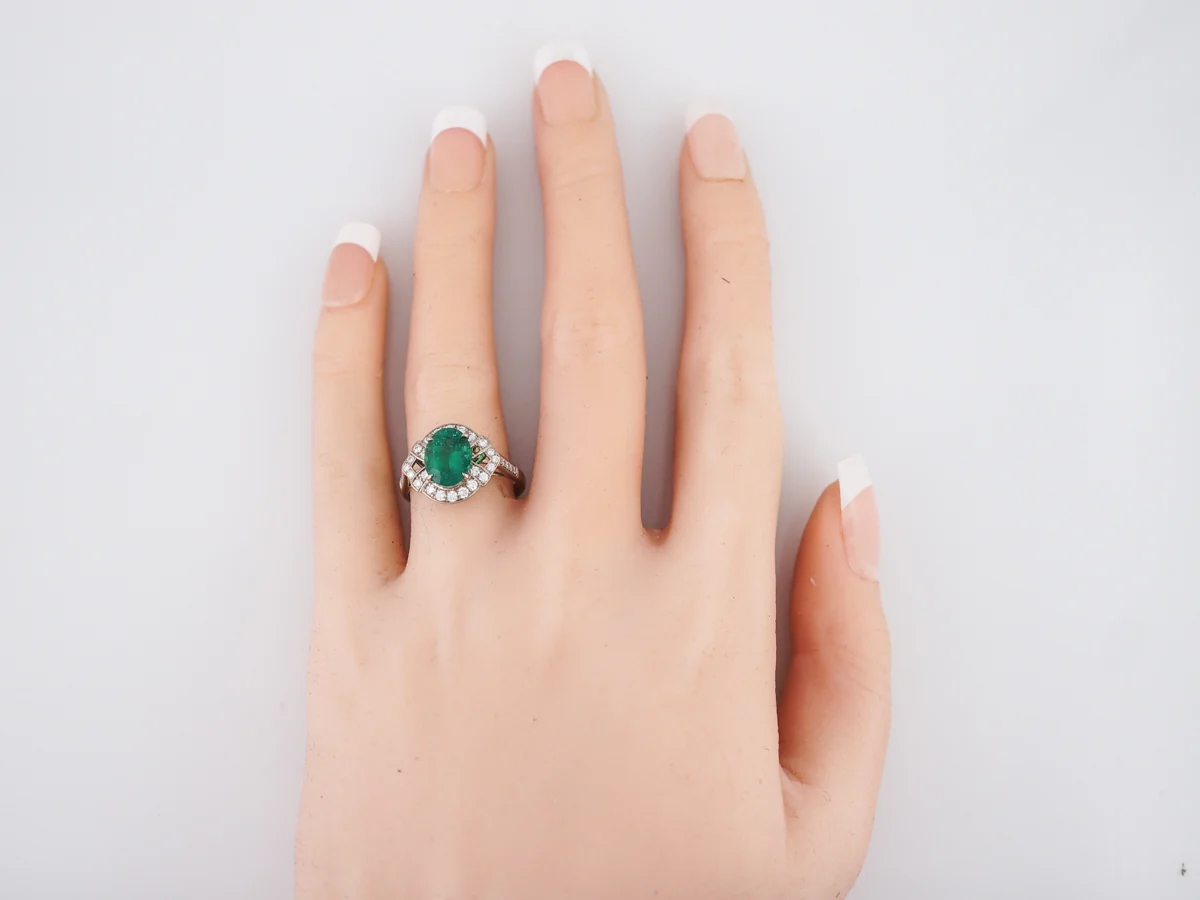 Right Hand Ring Modern 1.89 Oval Cut Emerald in 18k White Gold - Image 6