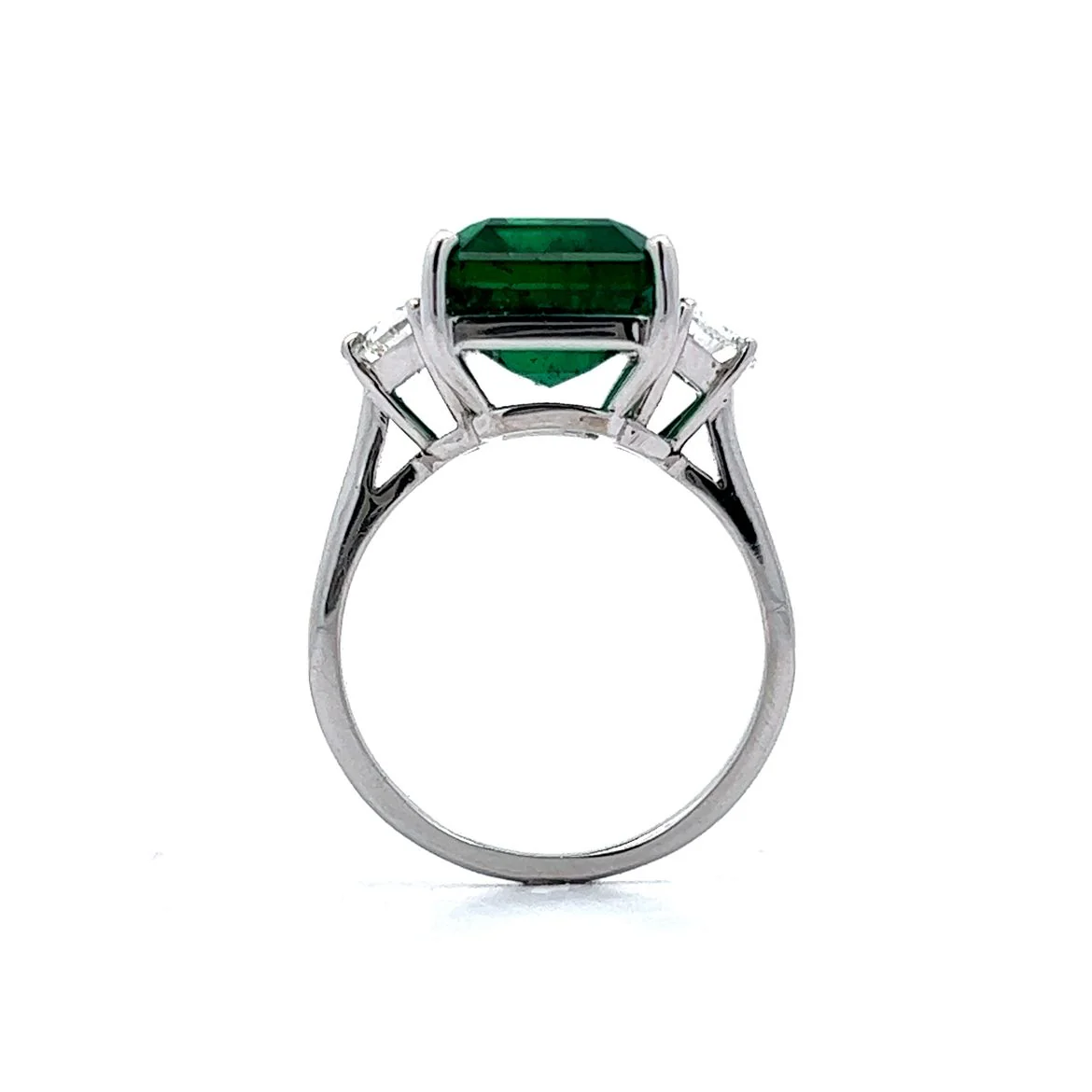 10.02 Octagonal Step Cut Emerald & Diamond Ring in 14k White Gold - Image 4