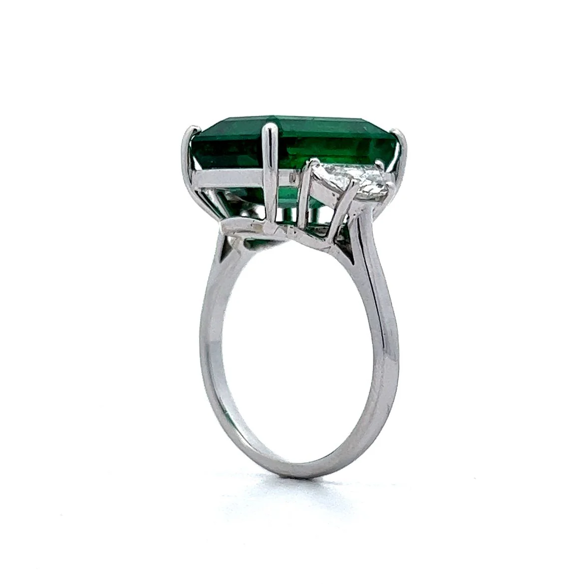10.02 Octagonal Step Cut Emerald & Diamond Ring in 14k White Gold - Image 5