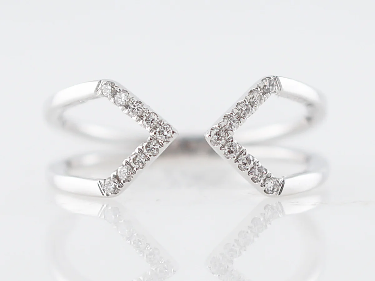 Right Hand Ring Modern .11 Round Brilliant Cut Diamonds in 14k White Gold