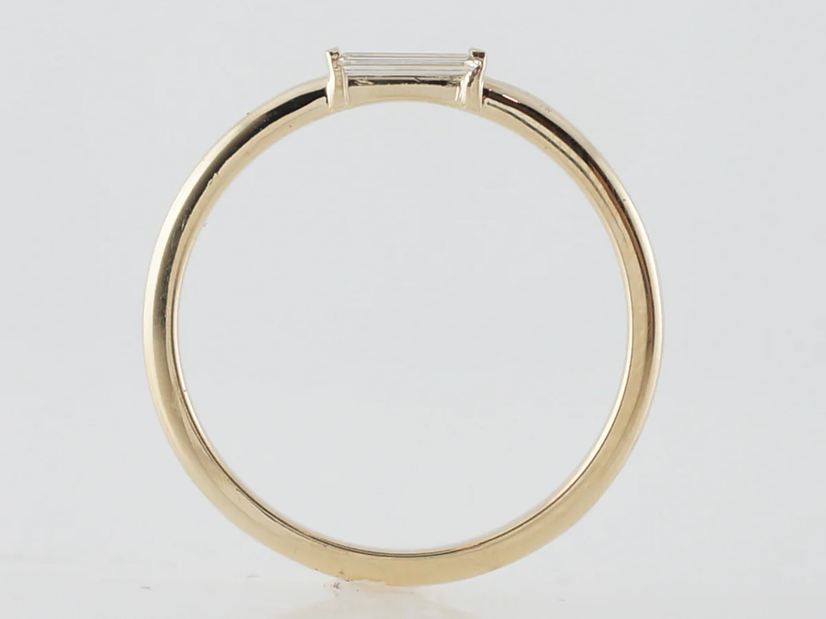 Right Hand Ring Modern .13 Baguette Cut Diamond in 14k Yellow Gold - Image 4