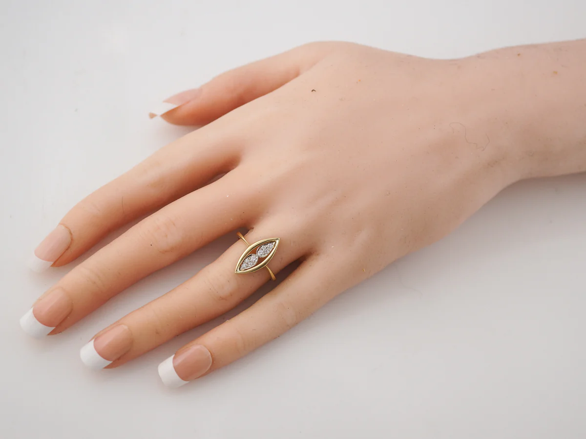 Right Hand Ring Modern .13 Round Brilliant Cut Diamonds in 18k Yellow Gold - Image 7
