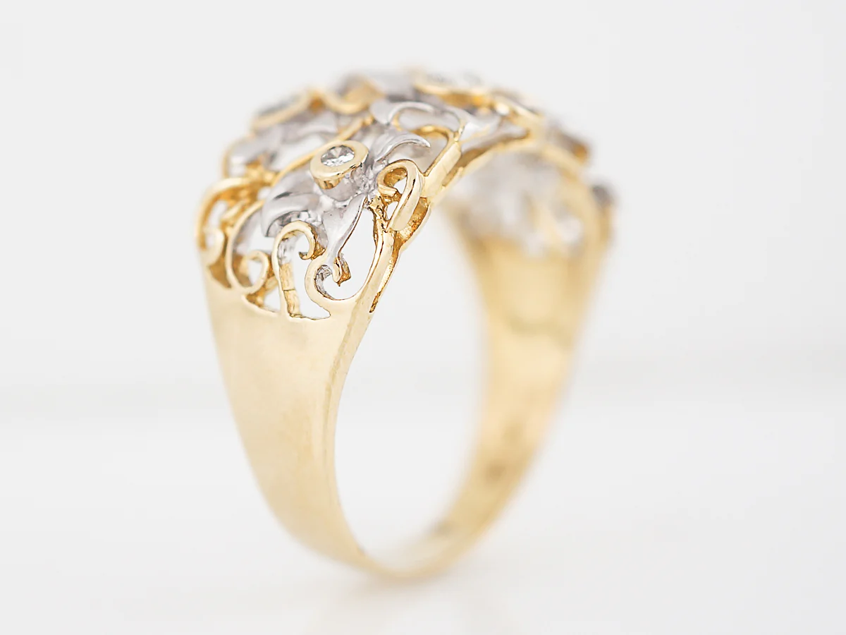 Right Hand Ring Modern .15 Round Brilliant Cut Diamonds in 18k Yellow Gold - Image 5