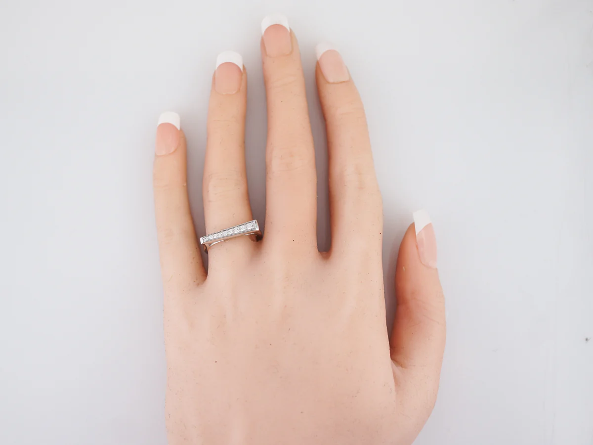 Right Hand Ring Modern .17 Round Brilliant Cut Diamonds in 18k White Gold - Image 7