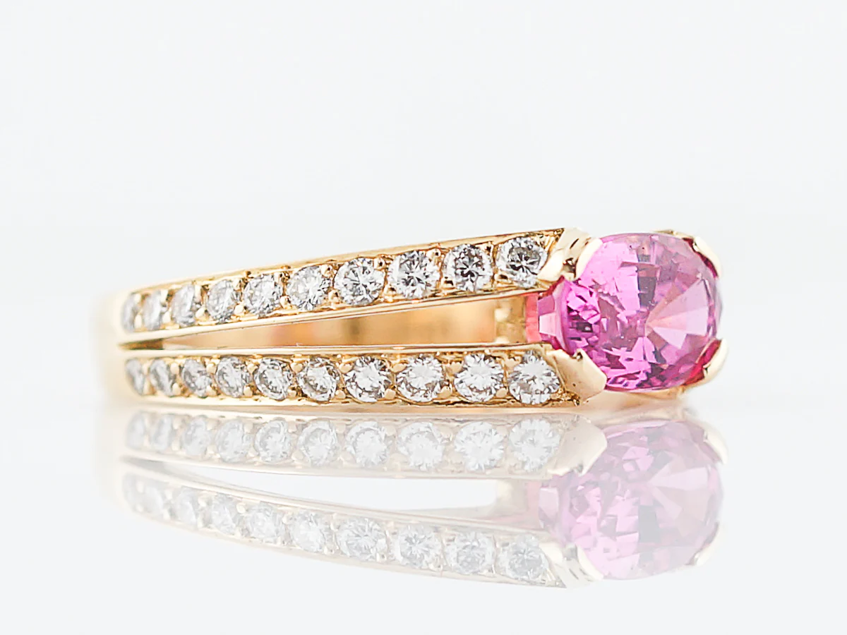 ***RTV***Right Hand Ring Modern 2.00 Oval Pink Sapphire in 18k Yellow Gold - Image 3