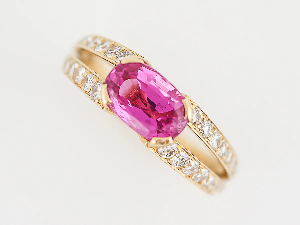 ***RTV***Right Hand Ring Modern 2.00 Oval Pink Sapphire in 18k Yellow Gold - Image 4