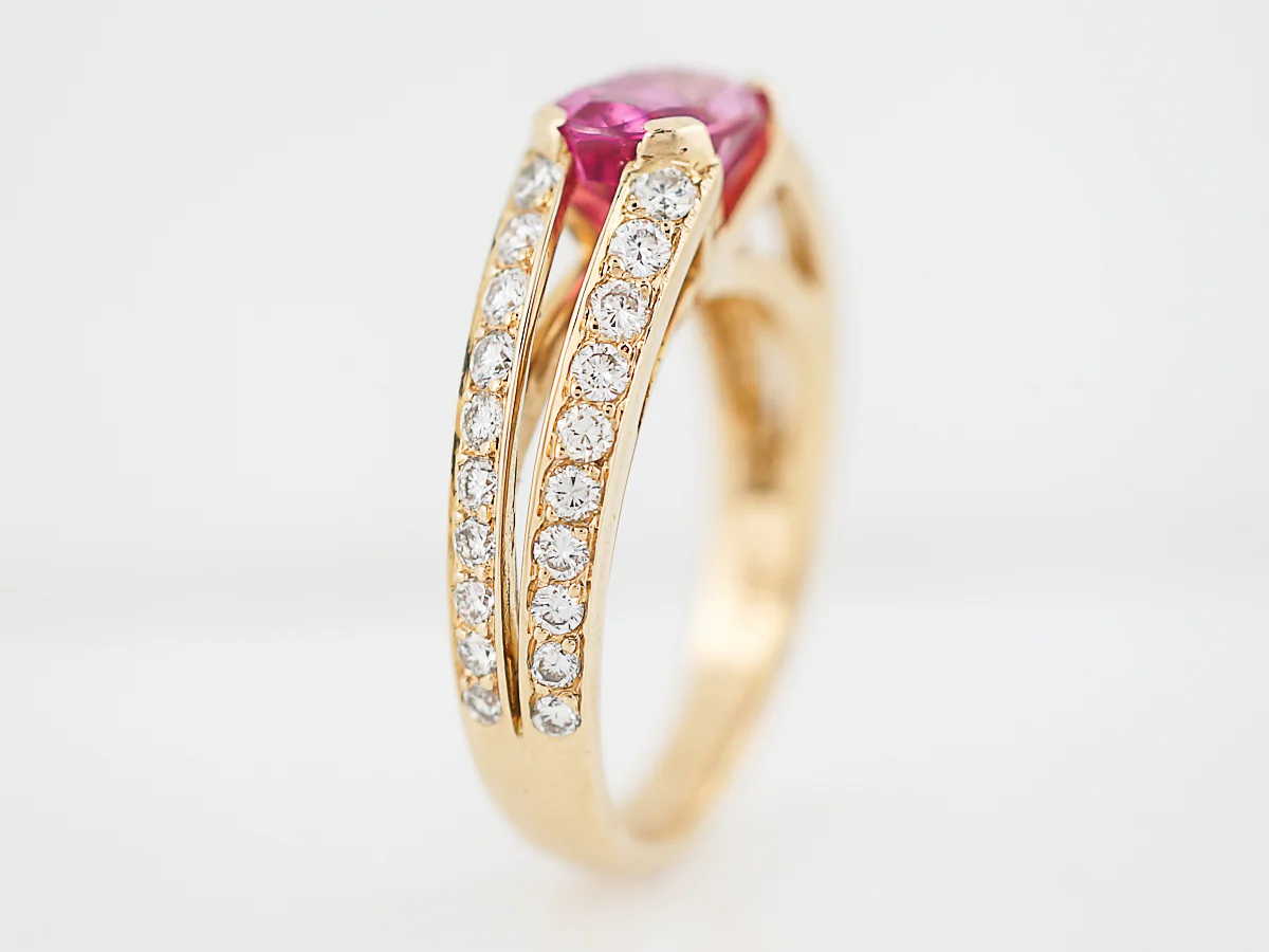 ***RTV***Right Hand Ring Modern 2.00 Oval Pink Sapphire in 18k Yellow Gold - Image 5