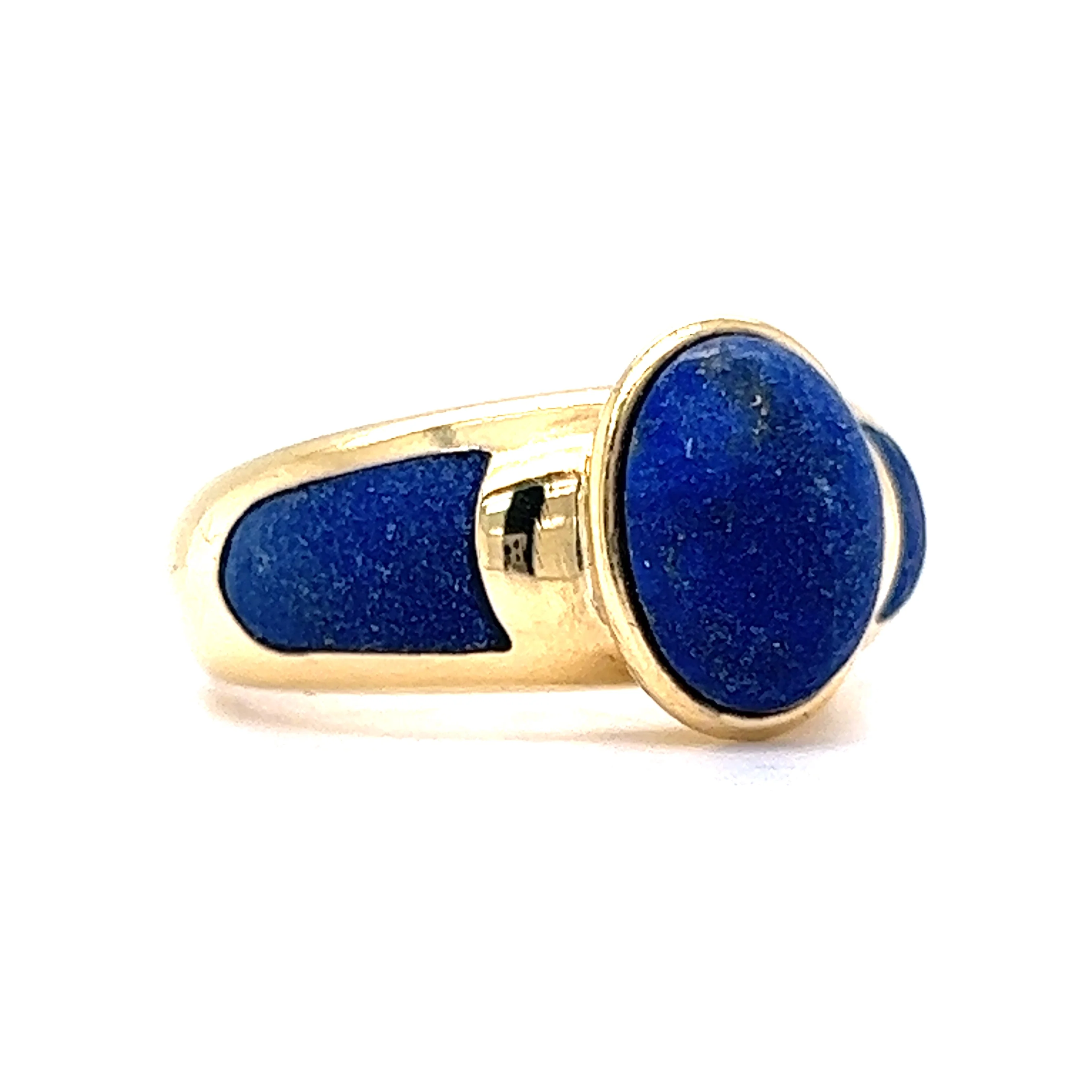 Right Hand Ring Modern 2.04 Cabochon Cut Lapis Lazuli in 18k Yellow Gold - Image 3