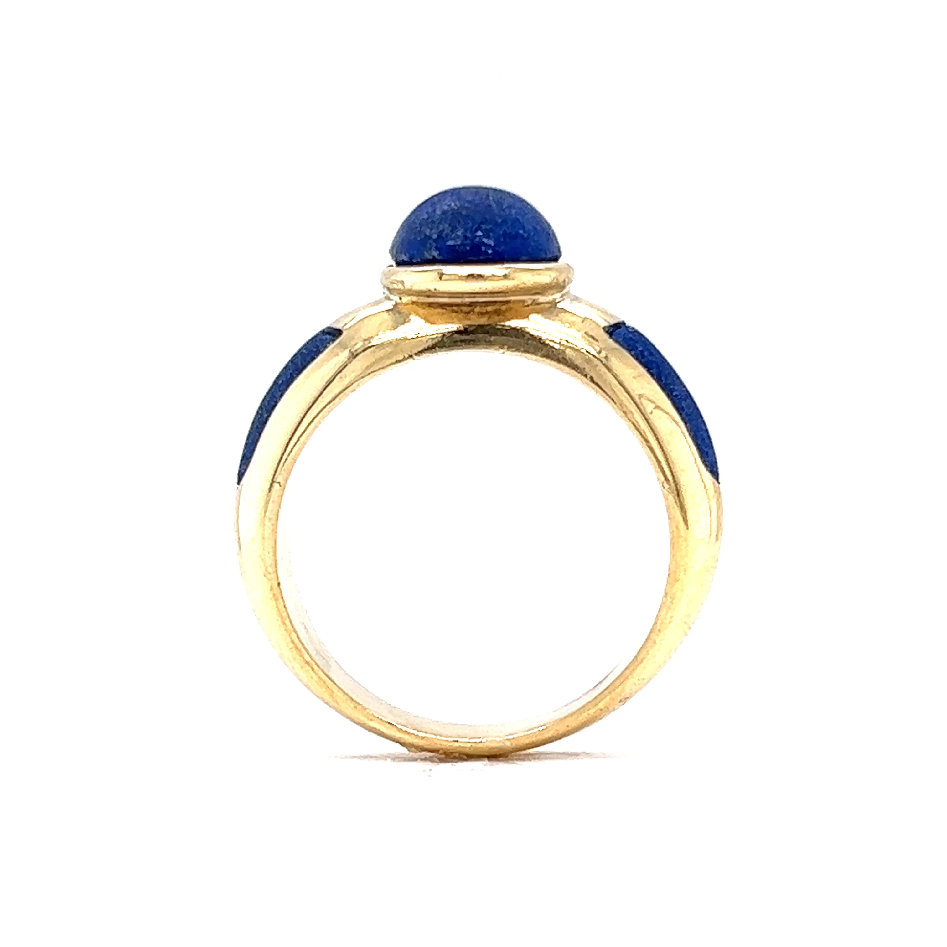 Right Hand Ring Modern 2.04 Cabochon Cut Lapis Lazuli in 18k Yellow Gold - Image 4